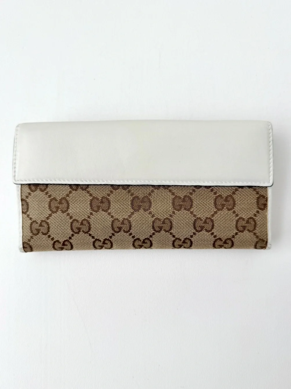 GUCCI‎ | GG Canvas Heart Flap Wallet Beige White Monogram Logo Y2K - Picture 5 of 15